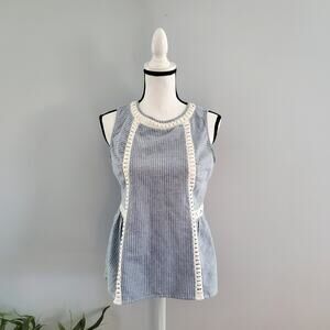 Doe + Rae Sleeveless Blue Jean Striped Top L
